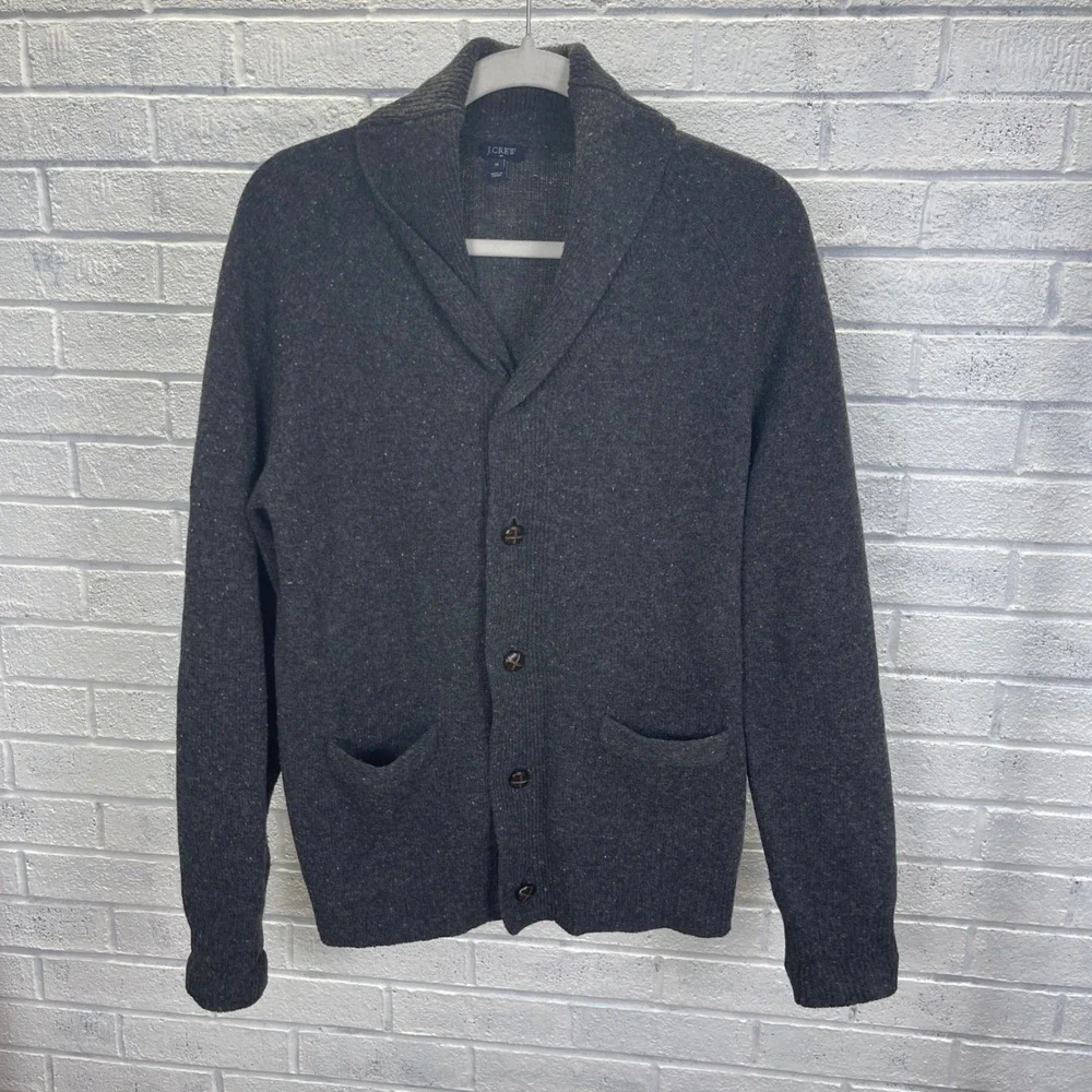 J.Crew Lambswool Donegal Cardigan Sweater Mens M Fisherman Cabincore Preppy Y2K